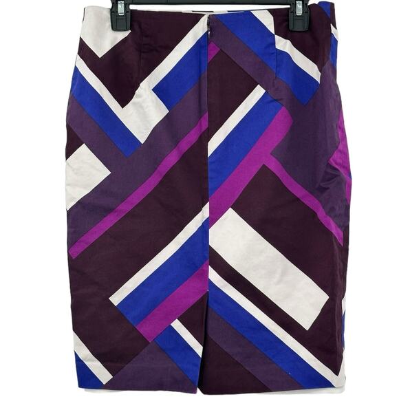 Ann Taylor Skirt Womens 6 Pencil Straight Purple Blue Stripe Stretch Office Work - Picture 2 of 6